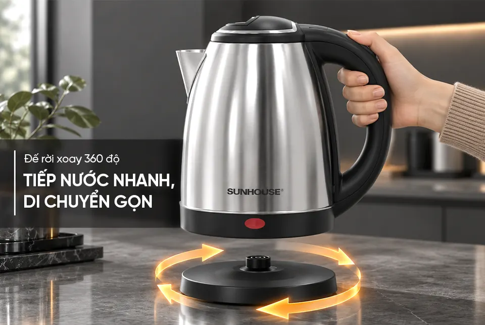 Ấm siêu tốc Inox 1.8L SUNHOUSE SHD1181