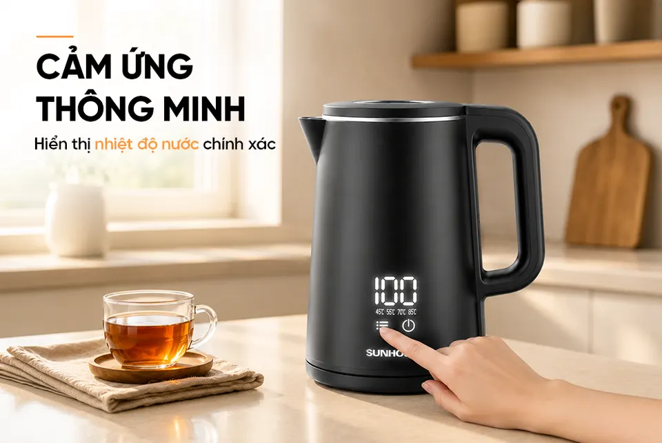 Ấm siêu tốc Inox 2 lớp 1.8L SUNHOUSE SHD1380