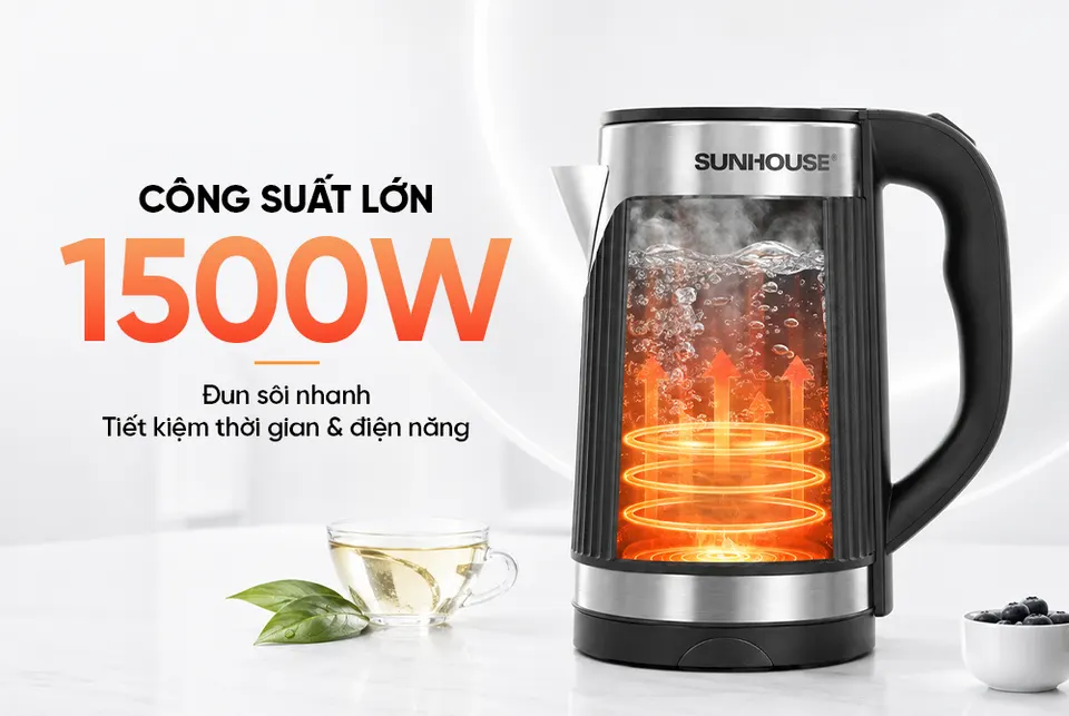 Ấm siêu tốc Inox 2 lớp 3.5L SUNHOUSE SHD1367