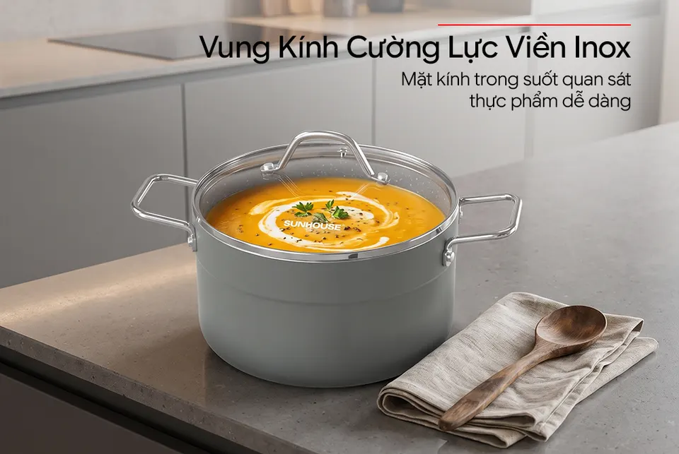 Bộ nồi chảo chống dính đáy từ Sunhouse Eco SHG7979X4