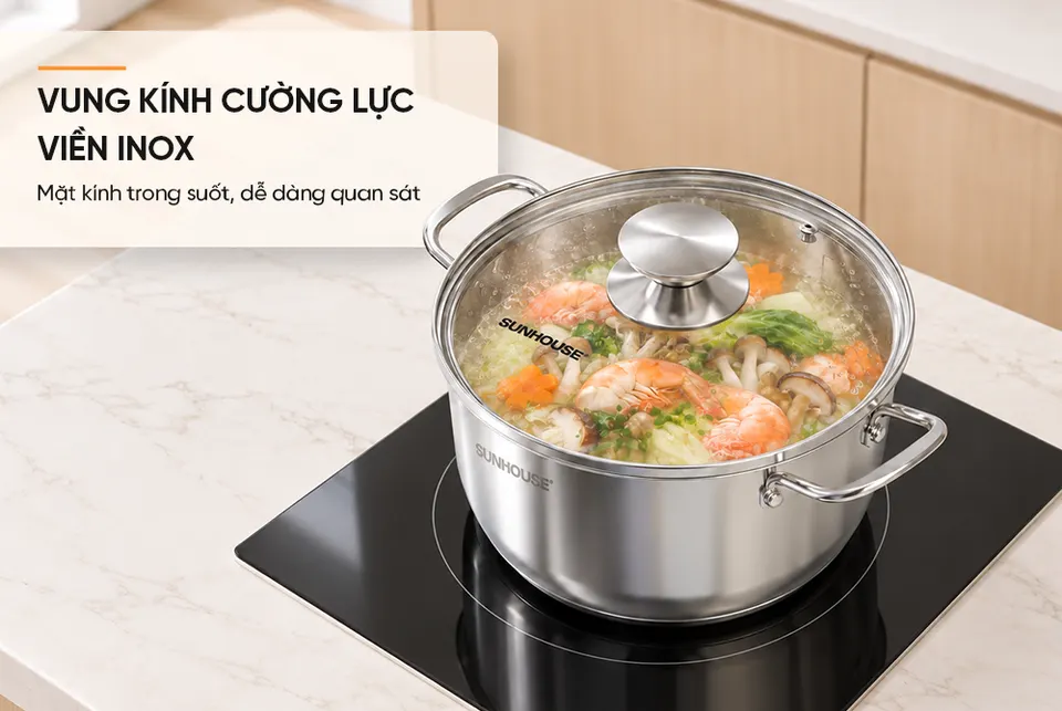 Nồi inox 3 đáy Sunhouse SHG308-18DA