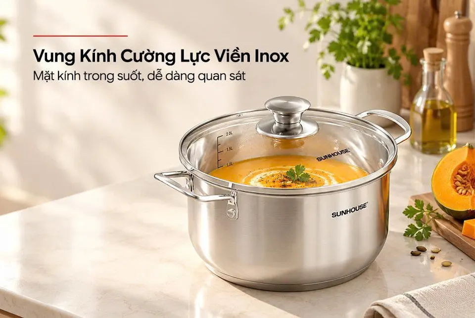 NỒI INOX 3 ĐÁY SUNHOUSE SHG308-18DX