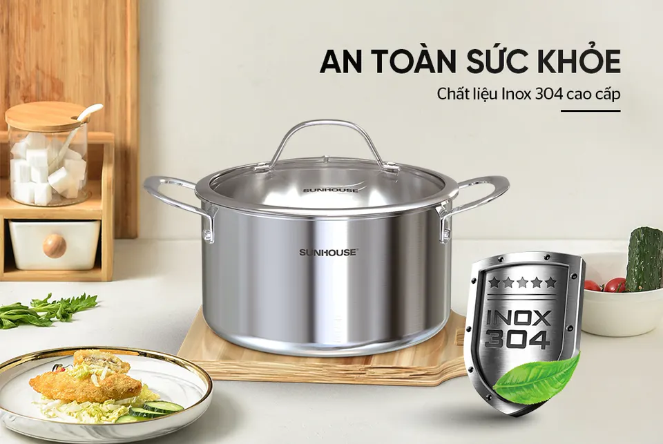 NỒI INOX 304 ĐÁY LIỀN SUNHOUSE SHG706-20
