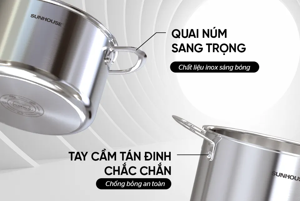 NỒI INOX 304 ĐÁY LIỀN SUNHOUSE SHG706-20