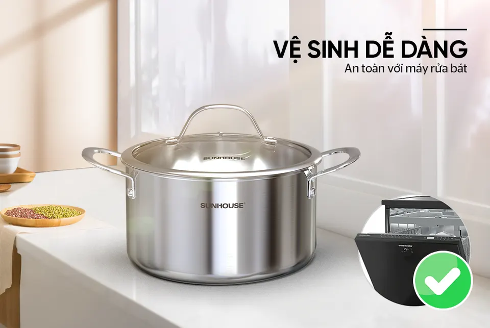 NỒI INOX 304 ĐÁY LIỀN SUNHOUSE SHG706-20