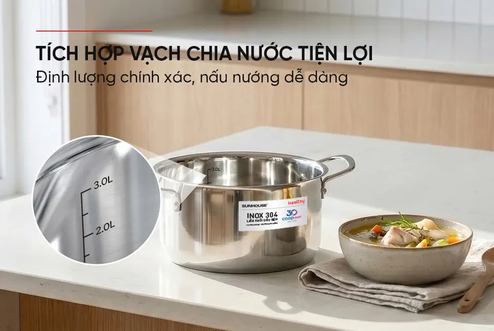 Nồi lẻ inox nguyên khối Sunhouse Healthy SHG601-20DC