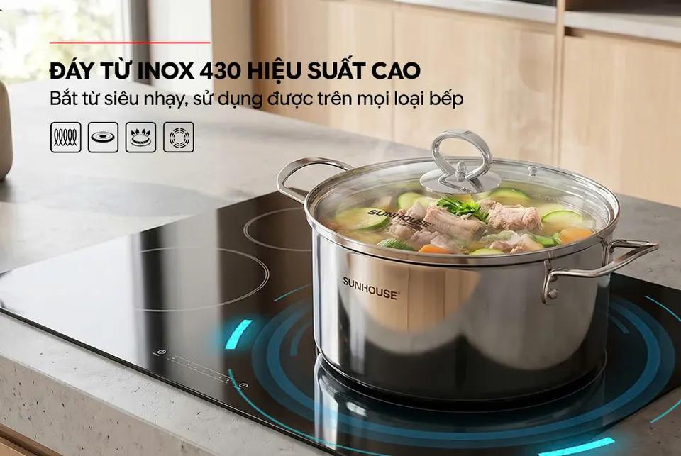 Nồi lẻ inox nguyên khối Sunhouse Healthy SHG601-20DC