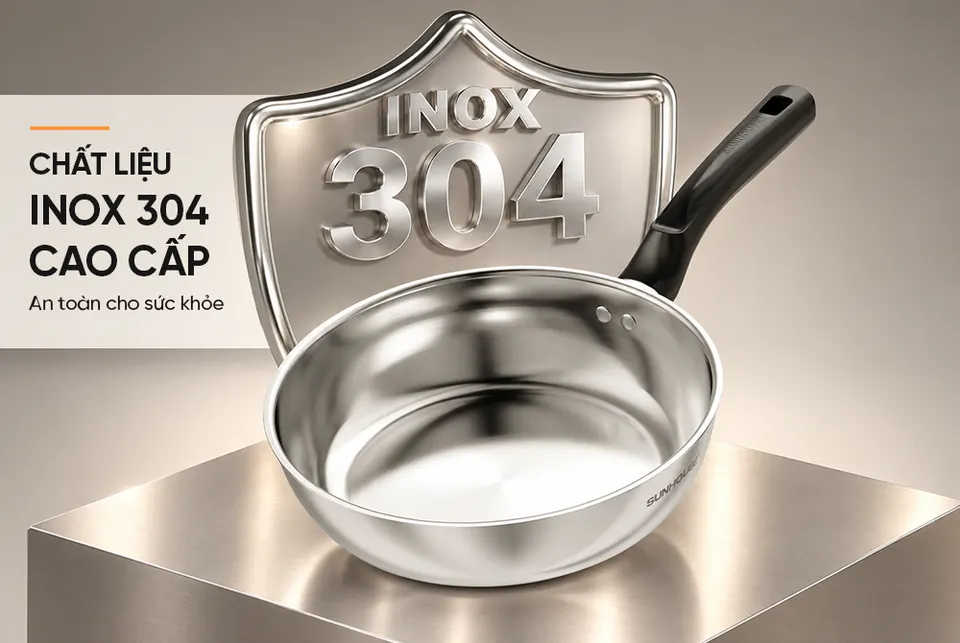 CHẢO INOX NGUYÊN KHỐI SUNHOUSE HEALTHY IN26M19