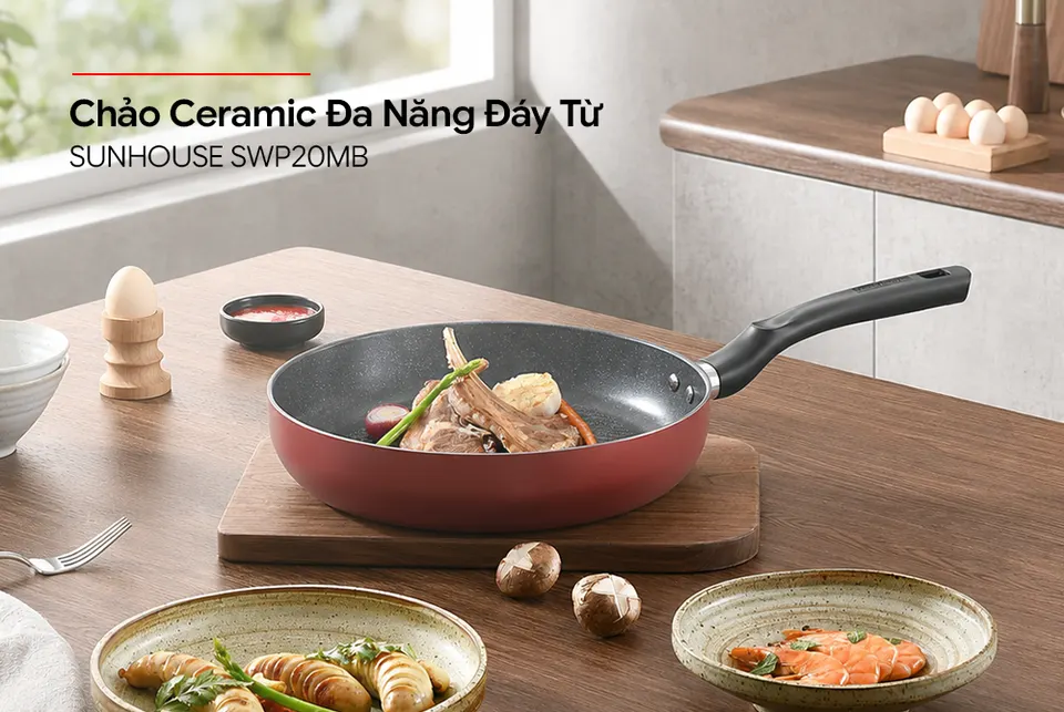 Chảo Ceramic đa năng đáy từ SUNHOUSE SWP20MB