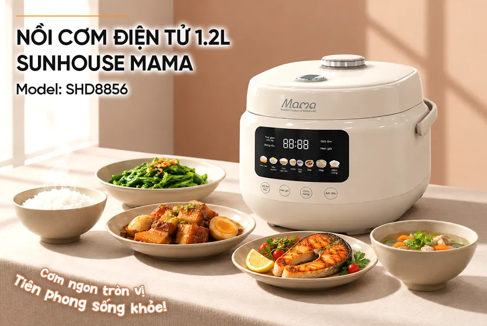 Nồi cơm điện tử 1.2L SUNHOUSE Mama SHD8856