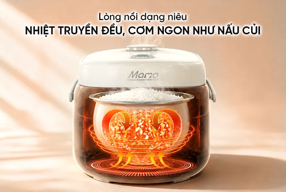 Nồi cơm điện tử 1.2L SUNHOUSE Mama SHD8856