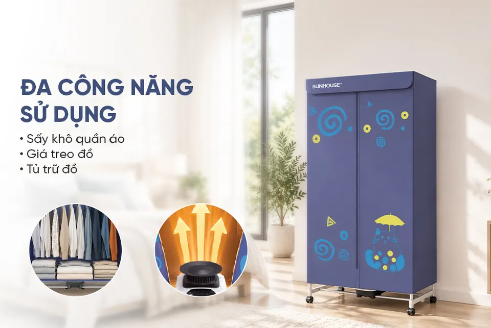 Máy sấy quần áo SUNHOUSE SHD2708