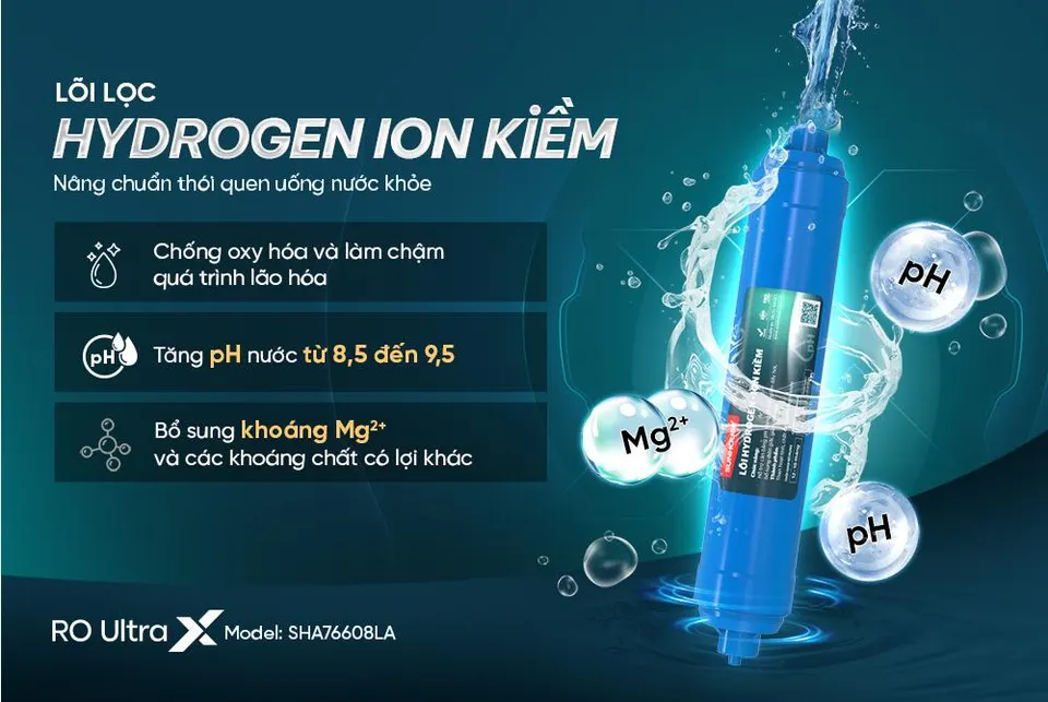 Máy lọc nước ion kiềm Hydrogen UltraX Sunhouse SHA76608LA