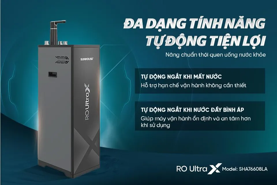 Máy lọc nước ion kiềm Hydrogen UltraX Sunhouse SHA76608LA