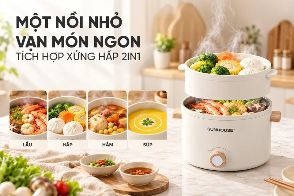 Lẩu điện mini đa năng 2.0L SUNHOUSE SHD4514