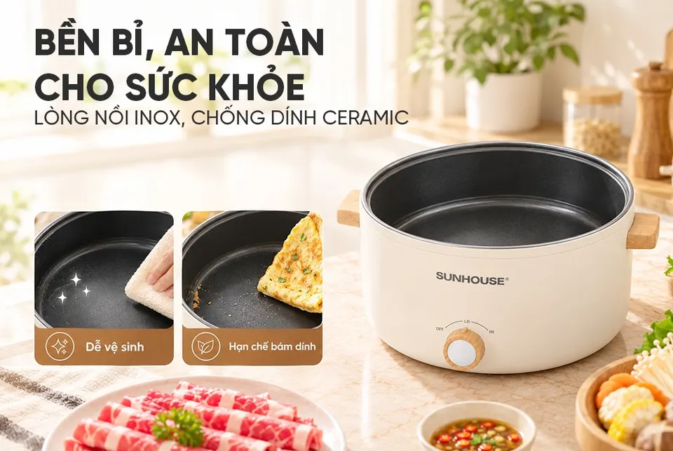 Lẩu điện mini đa năng 2.0L SUNHOUSE SHD4514