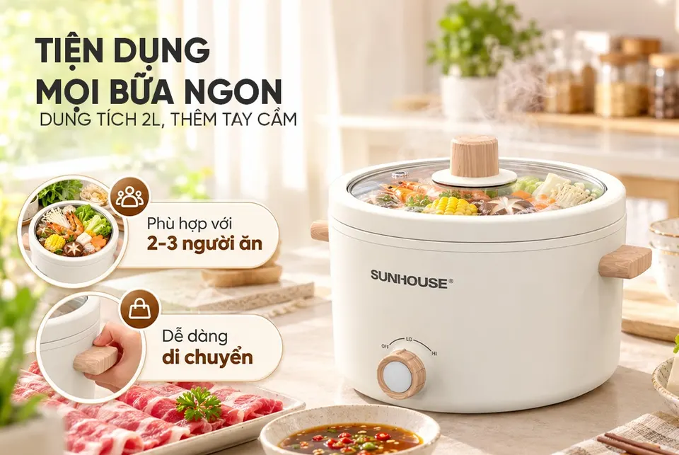 Lẩu điện mini đa năng 2.0L SUNHOUSE SHD4514