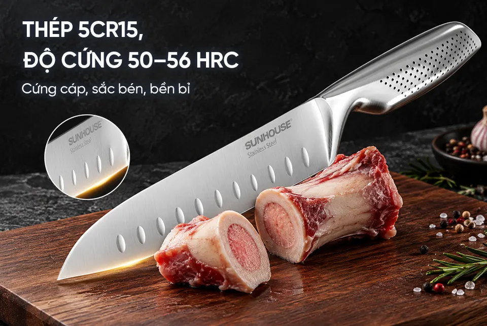 DAO BẾP SANTOKU NGUYÊN KHỐI SUNHOUSE HEALTHY KS-KN173S1