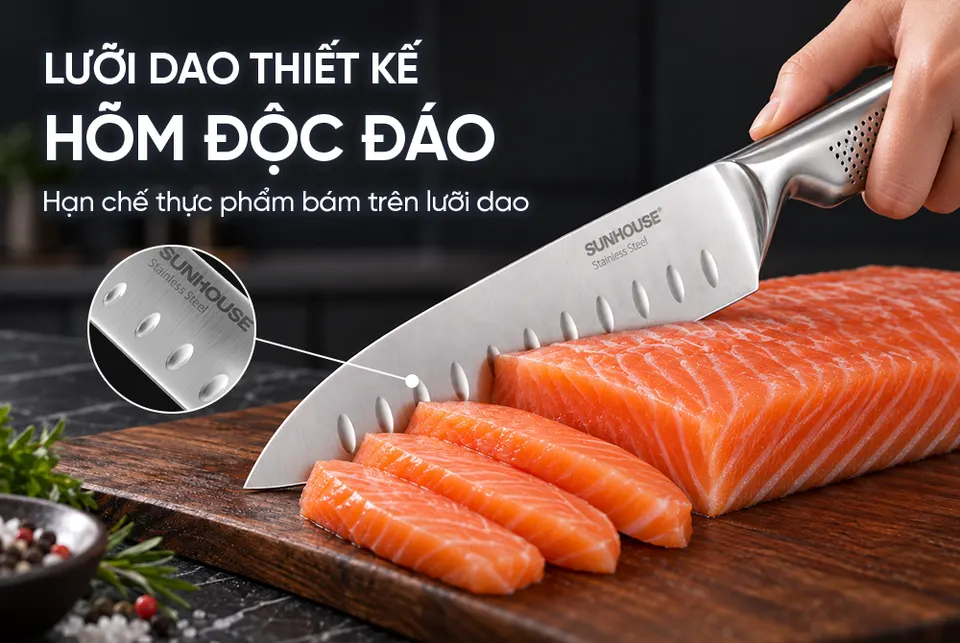 DAO BẾP SANTOKU NGUYÊN KHỐI SUNHOUSE HEALTHY KS-KN173S1