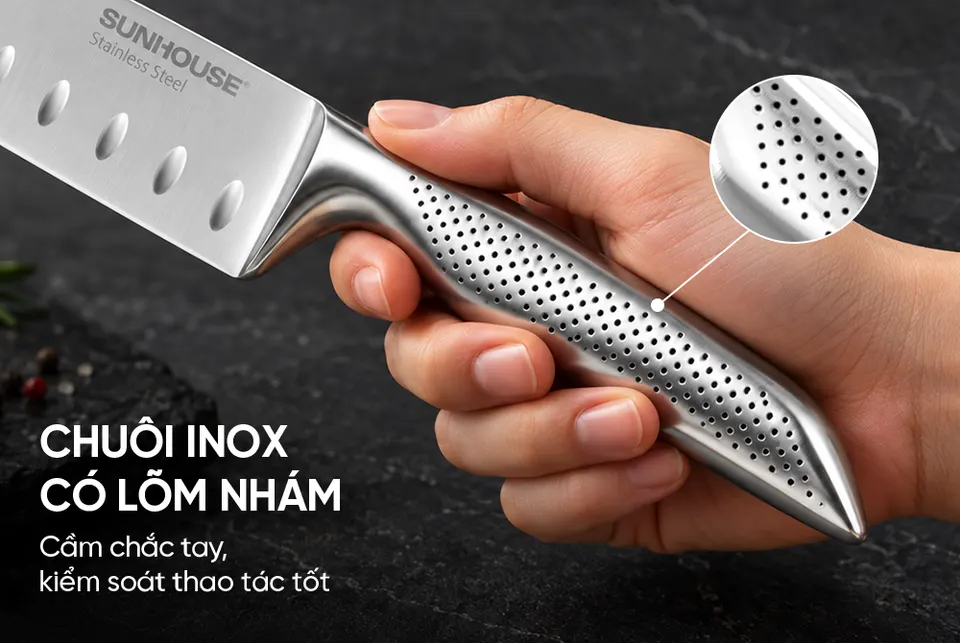 DAO BẾP SANTOKU NGUYÊN KHỐI SUNHOUSE HEALTHY KS-KN173S1