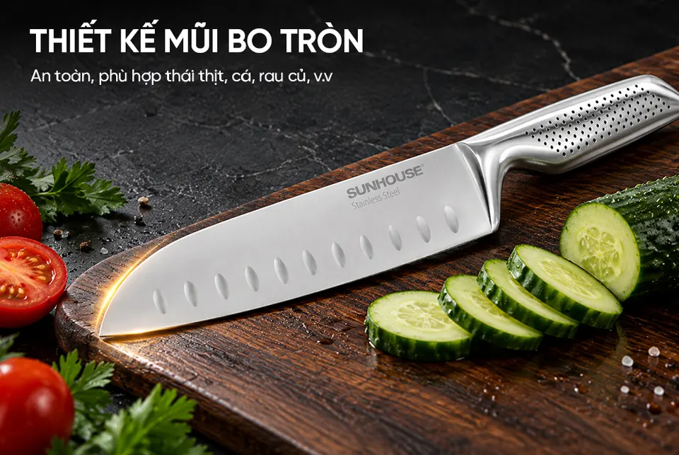 DAO BẾP SANTOKU NGUYÊN KHỐI SUNHOUSE HEALTHY KS-KN173S1