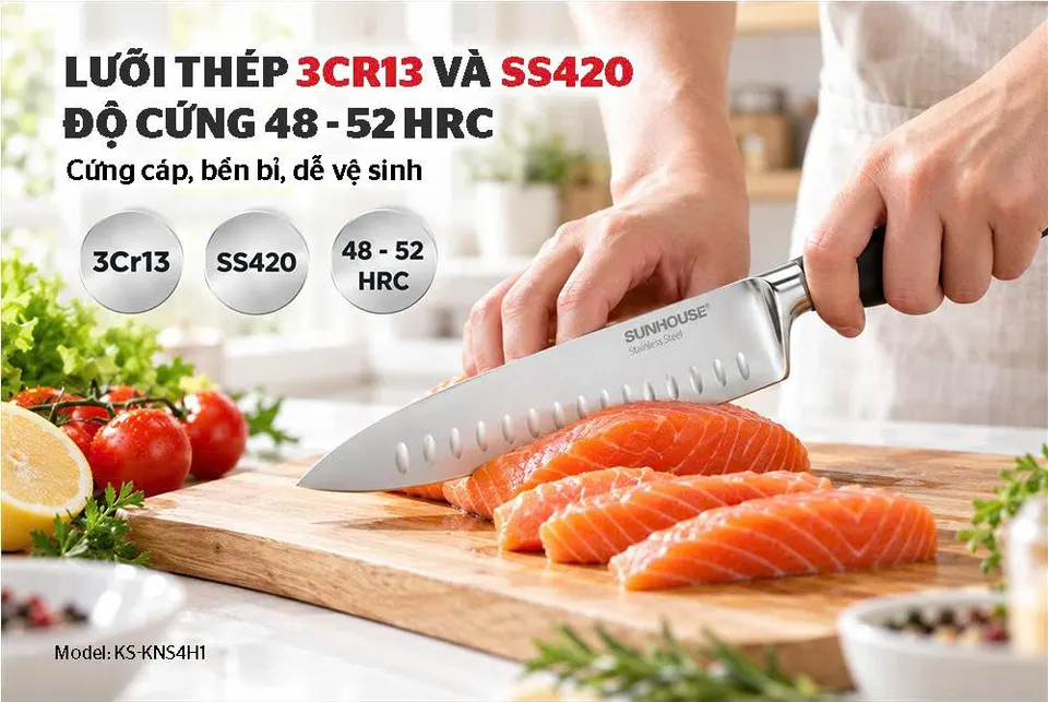 BỘ DAO KÉO NHÀ BẾP 4 MÓN SUNHOUSE HEALTHY KS-KNS4H1