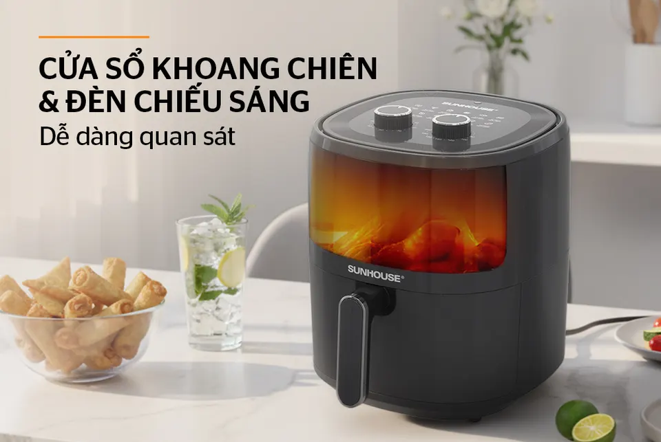 Nồi chiên không dầu 5L SUNHOUSE SHD4021