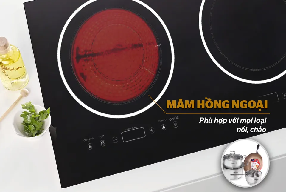 Bếp đôi điện từ hồng ngoại SUNHOUSE SHB8609