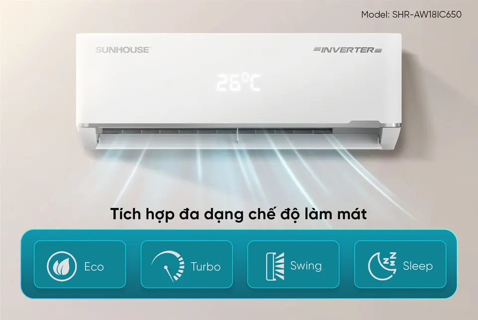Điều hòa không khí một chiều INVERTER 18000BTU SUNHOUSE SHR-AW18IC650