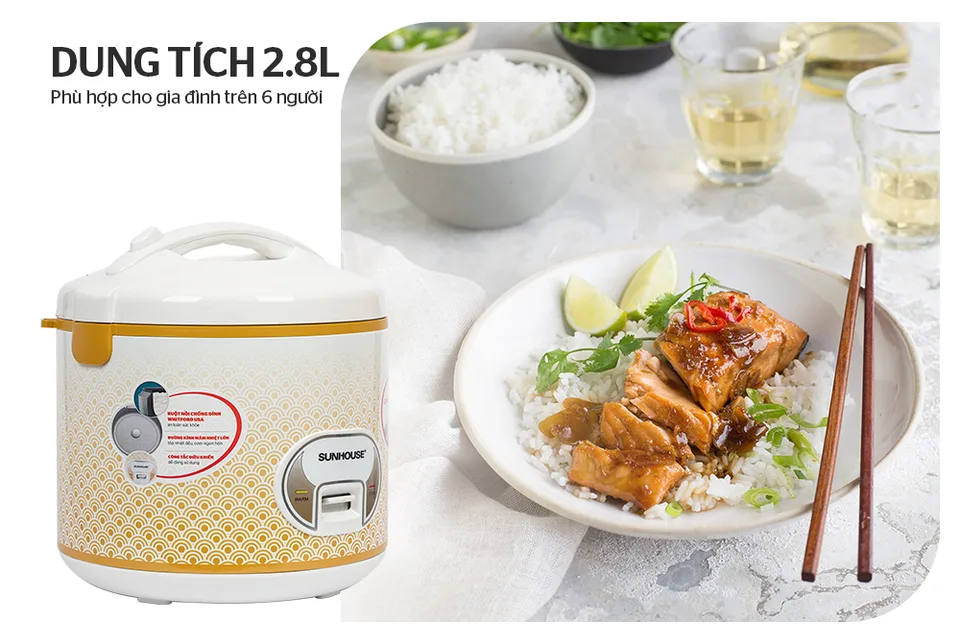 Nồi cơm điện 2.8L SUNHOUSE SH830 24