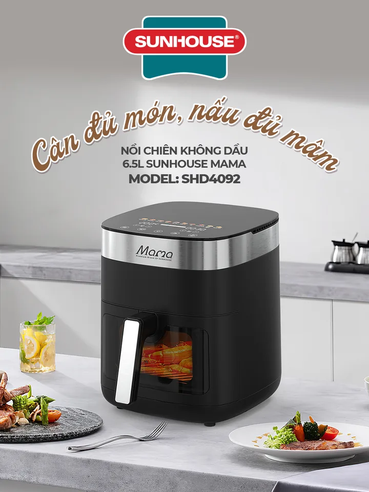 Nồi chiên không dầu 6.5L SUNHOUSE SHD4092 8
