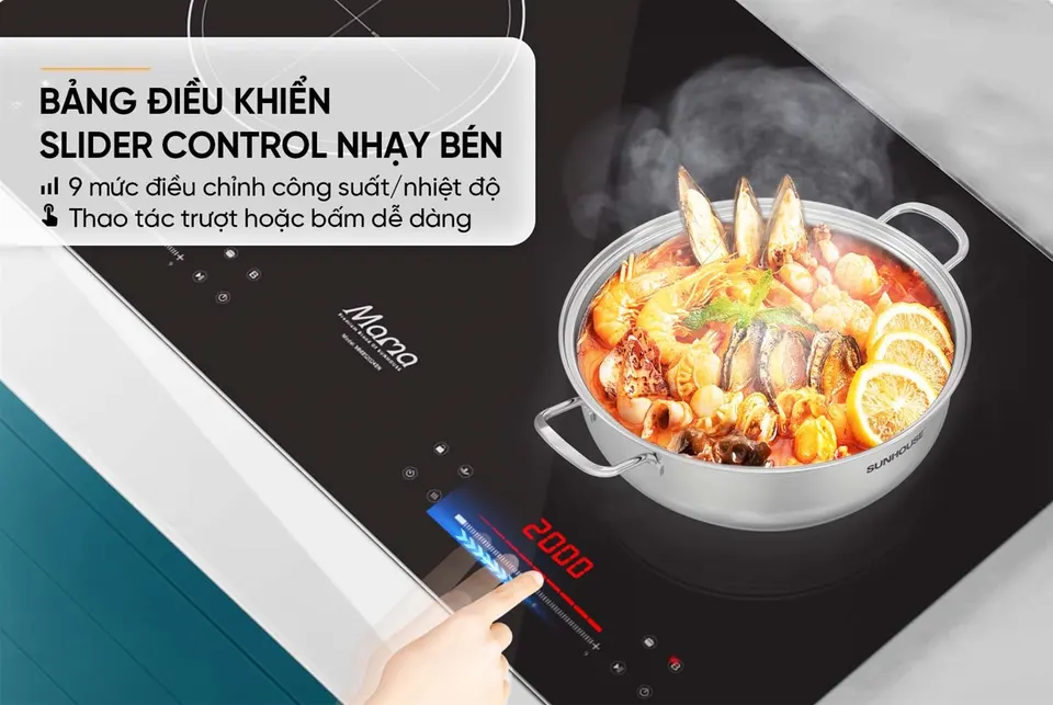 Bếp đôi điện từ SUNHOUSE MAMA MMB52024BN