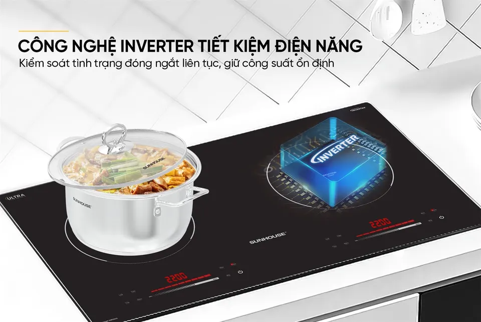 Bếp đôi điện từ SUNHOUSE SHB502CS