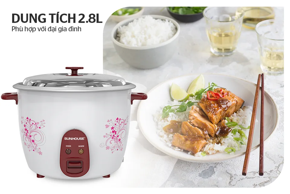 Nồi cơm điện nắp rời 2.8l SUNHOUSE SHD8138 17