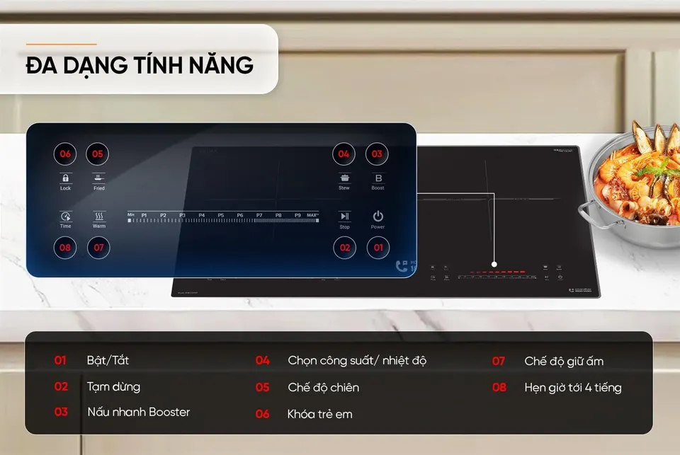 Bếp đôi điện từ SUNHOUSE SHB555PRO
