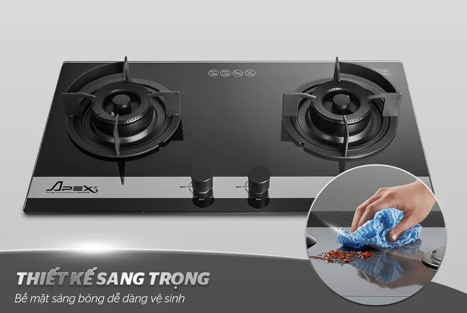 Bếp gas âm kính cao cấp 2 lò APEX APB8811