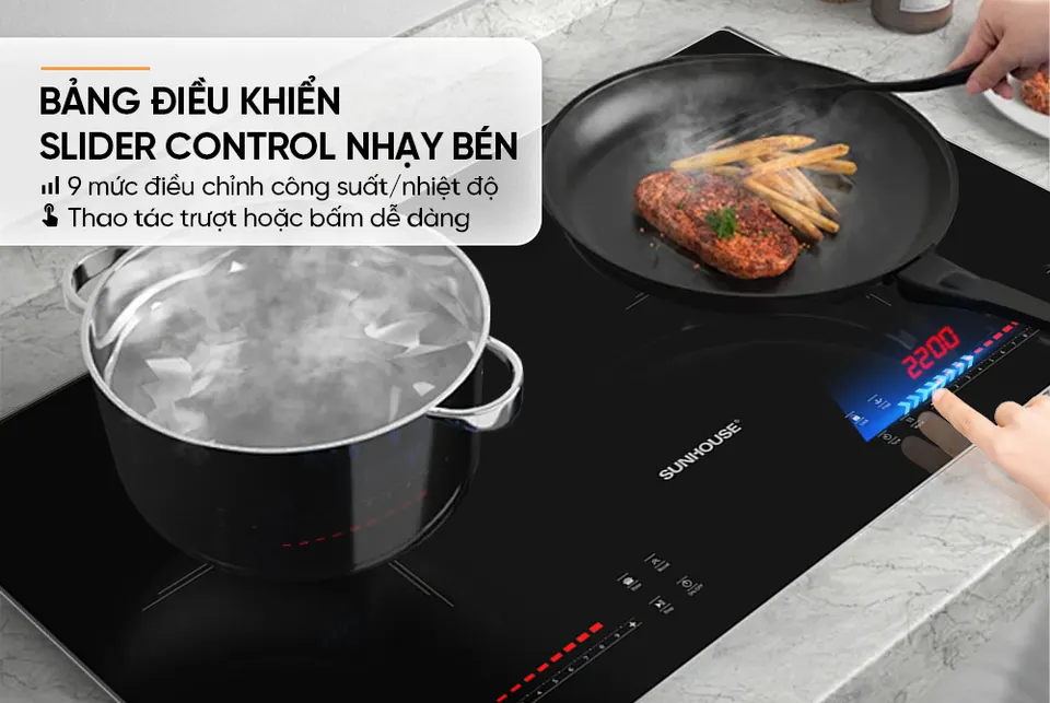 Bếp đôi điện từ SUNHOUSE SHB586