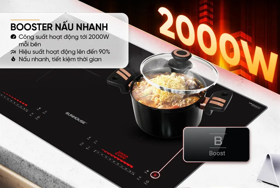 Bếp đôi điện từ SUNHOUSE SHB555PRO