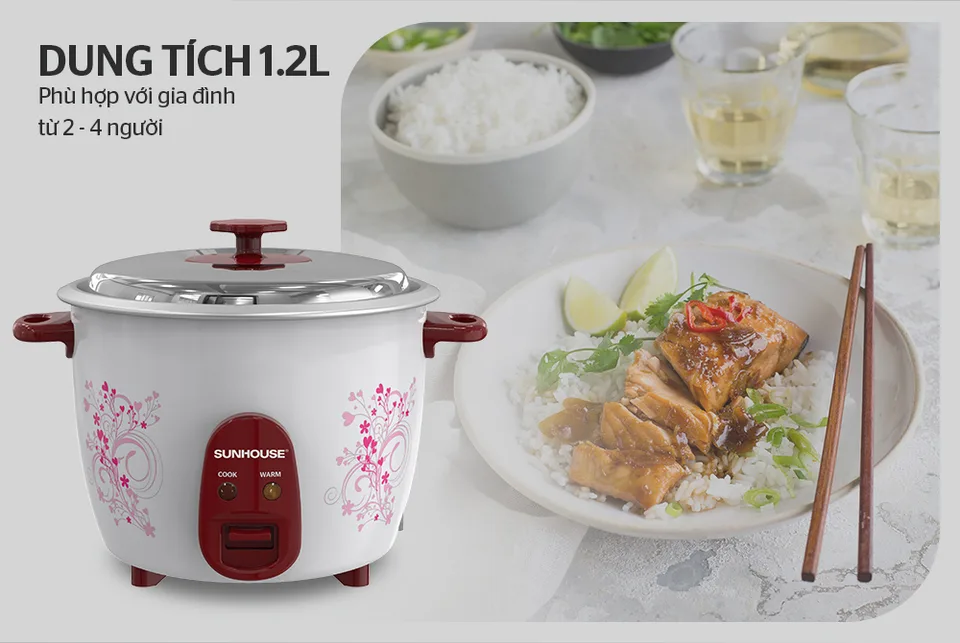 Nồi cơm điện nắp ri 1.2l SUNHOUSE SHD8106 12