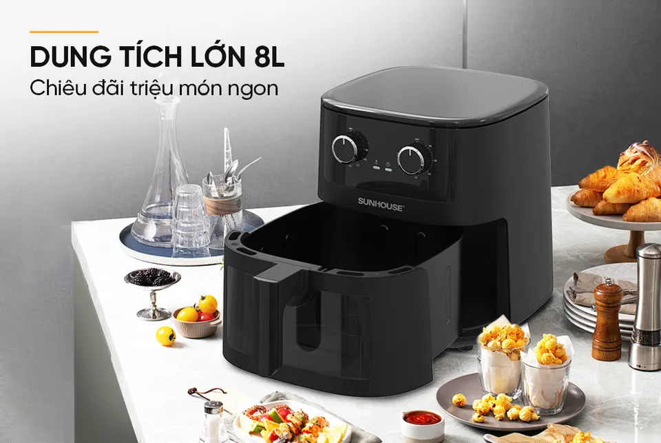 Nồi chiên khng dầu 8L SUNHOUSE SHD4034