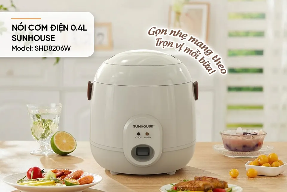 Nồi cơm điện 0.4L SUNHOUSE SHD8206W