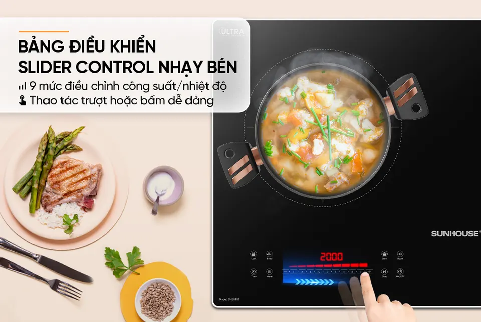 Bếp đôi điện từ SUNHOUSE SHB8101