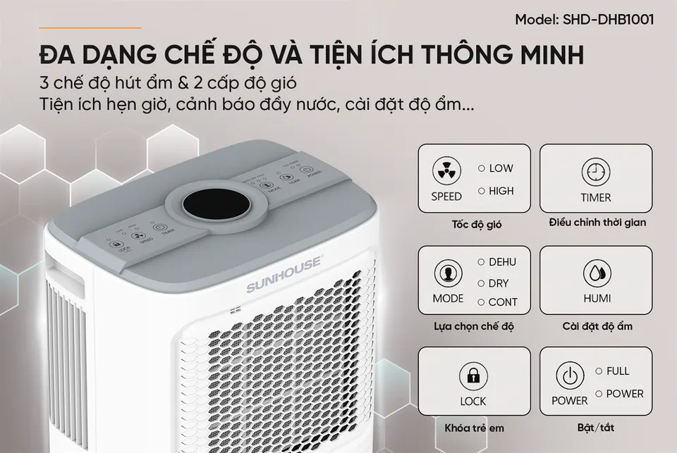Máy hút ẩm SUNHOUSE SHD-DHB1001