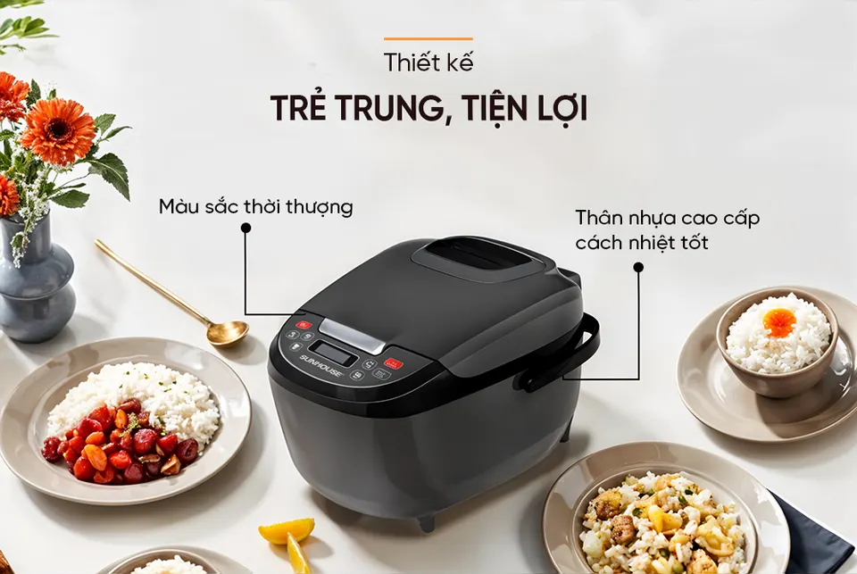 Nồi cơm điện 1.8l SUNHOUSE SHD8909B