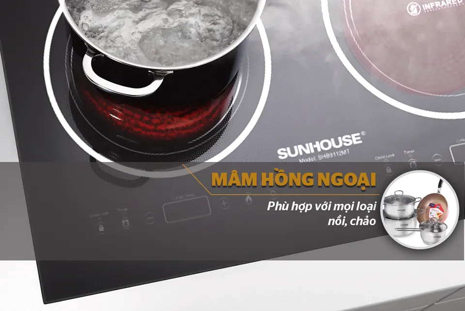 Bếp đôi hồng ngoại SUNHOUSE SHB9112MT