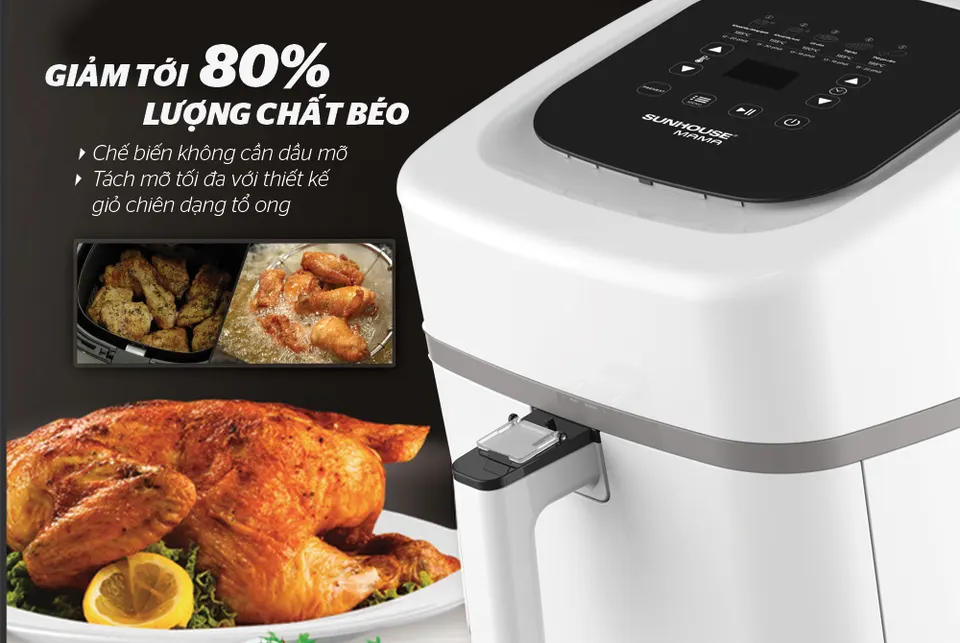 Nồi chiên không dầu 4.5L SUNHOUSE MAMA SHD4086W