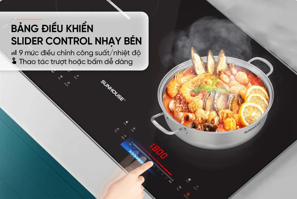 Bếp đôi điện từ SUNHOUSE SHB501CS