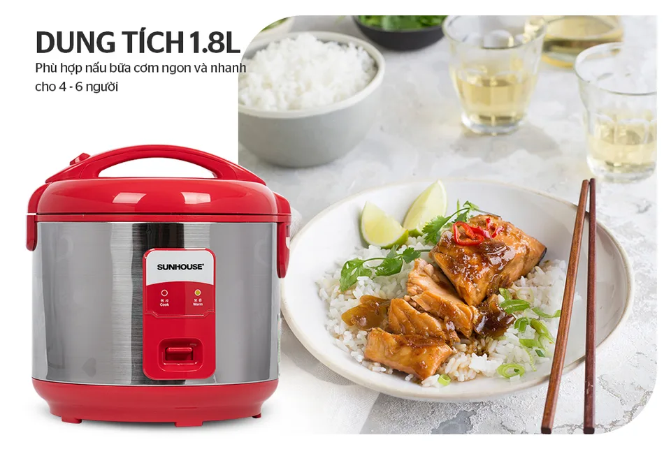 Nồi cơm điện 1.8L SUNHOUSE SH18S 24