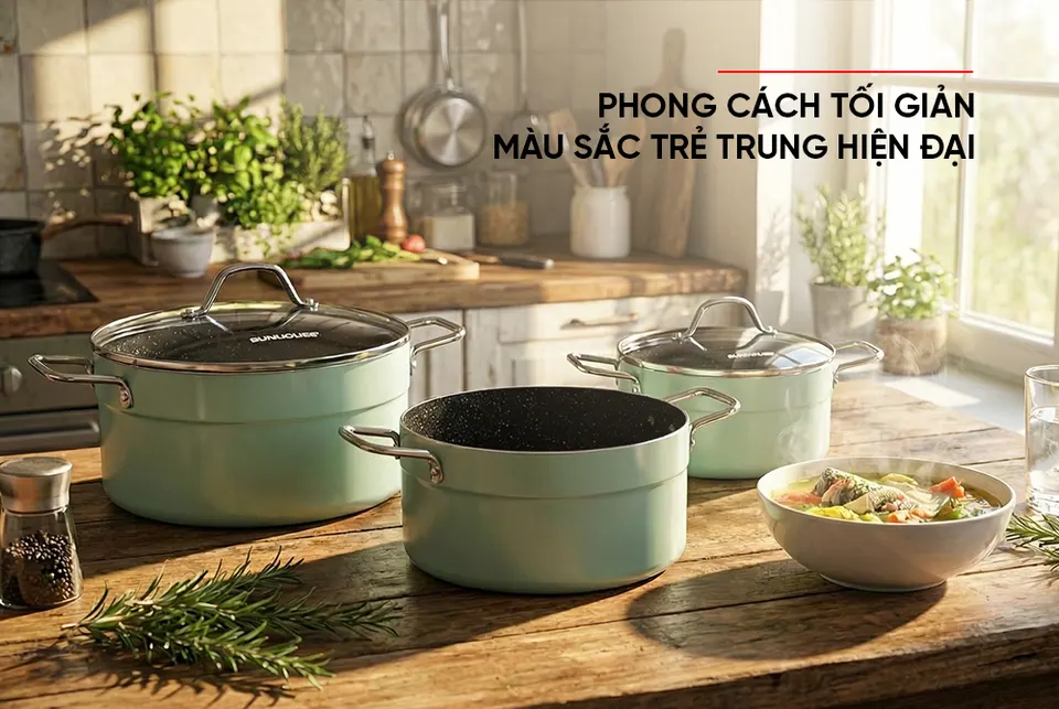 Bộ nồi chống dính đáy từ eco SUNHOUSE SHG1122MX