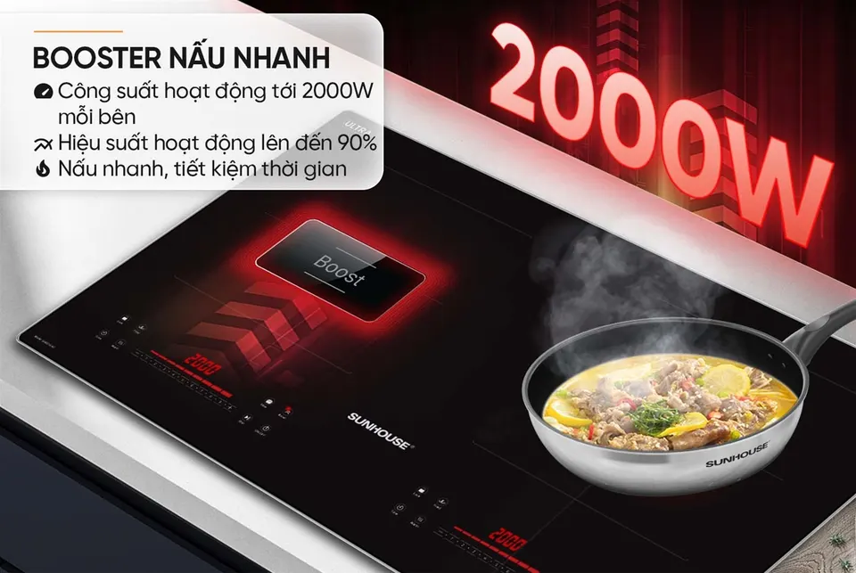 Bếp đôi điện từ SUNHOUSE SHB518-AC